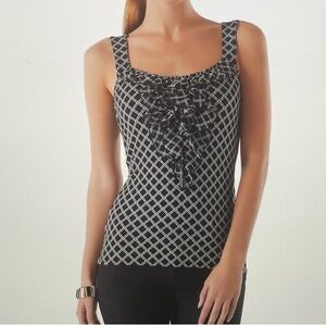 WHBM Women's Black and White Checkered Top
